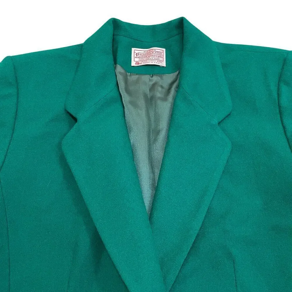 Vintage Pendleton Wool Blazer | Emerald Green, Made in USA, Collectible Rare